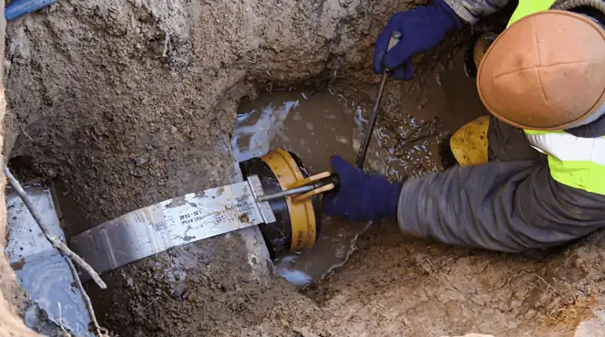 Technician performing underground drainage repair for foundation protection and gutter systems in Memphis, TN
